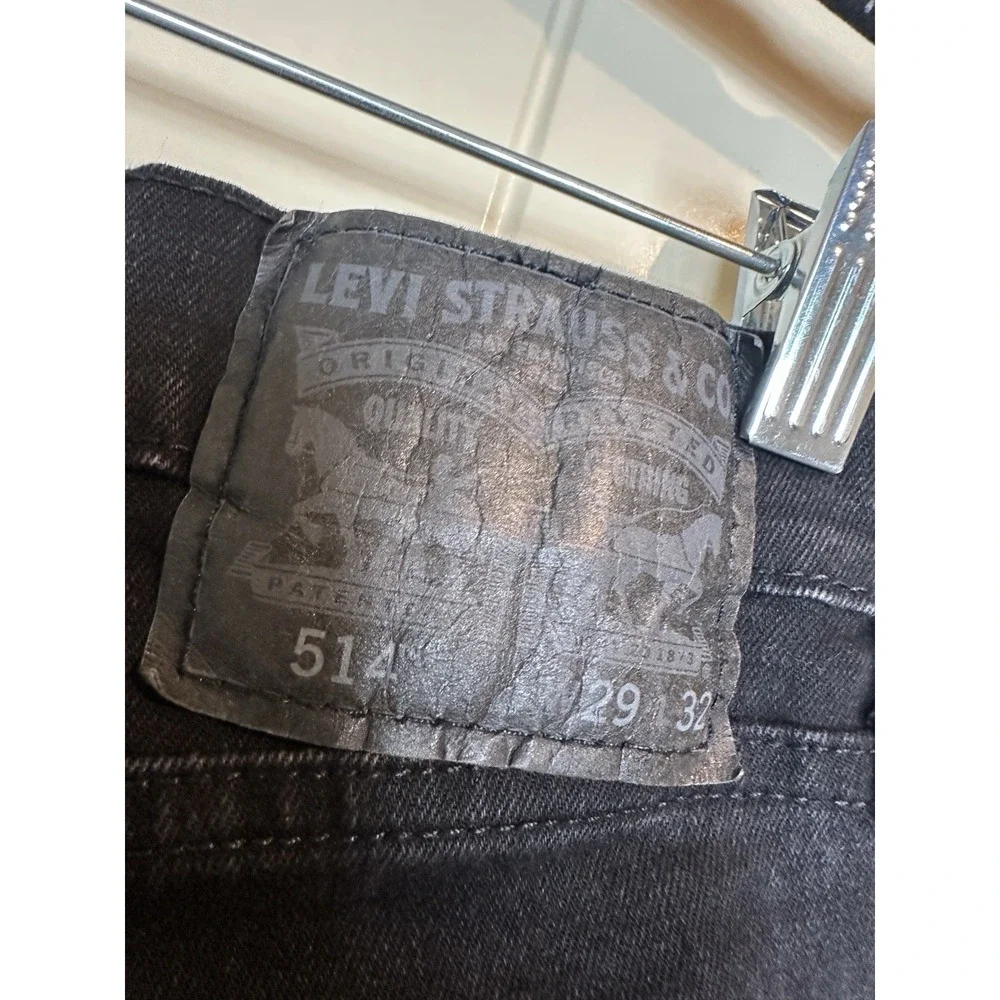 Levi's 514 men's‎ slim straight jean trousers W29 L32 jet black stretch LEVJ559